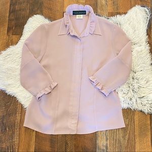 Harvé Benard Lilac Purple Button Up Dress Blouse